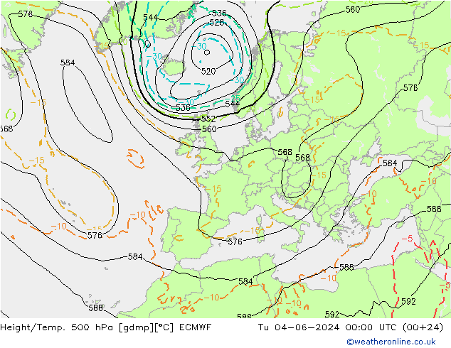 Z500/Rain (+SLP)/Z850 ECMWF Ter 04.06.2024 00 UTC