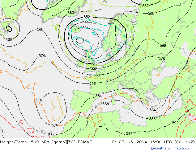 Z500/Rain (+SLP)/Z850 ECMWF ��� 07.06.2024 06 UTC