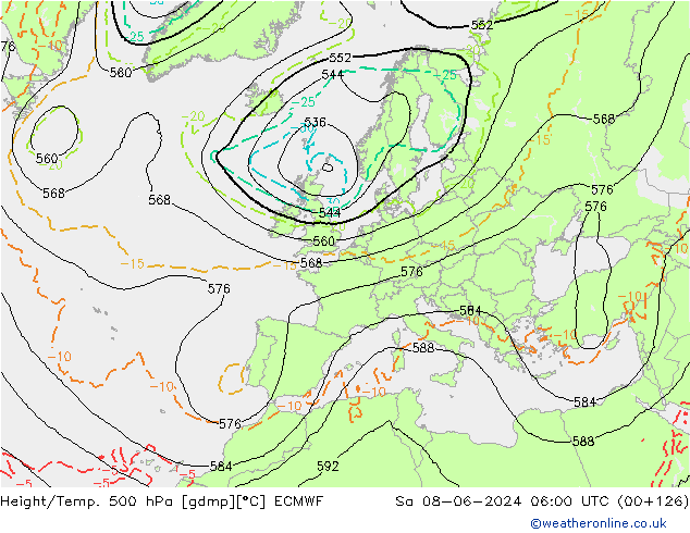 Z500/Regen(+SLP)/Z850 ECMWF za 08.06.2024 06 UTC