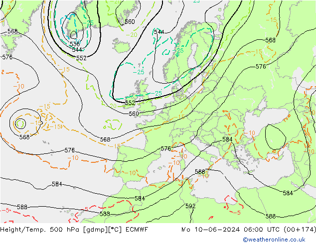 Z500/Rain (+SLP)/Z850 ECMWF Seg 10.06.2024 06 UTC