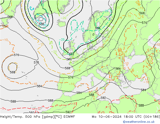 Z500/Rain (+SLP)/Z850 ECMWF lun 10.06.2024 18 UTC