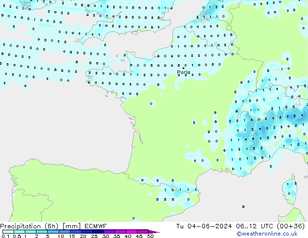 Z500/Rain (+SLP)/Z850 ECMWF Tu 04.06.2024 12 UTC