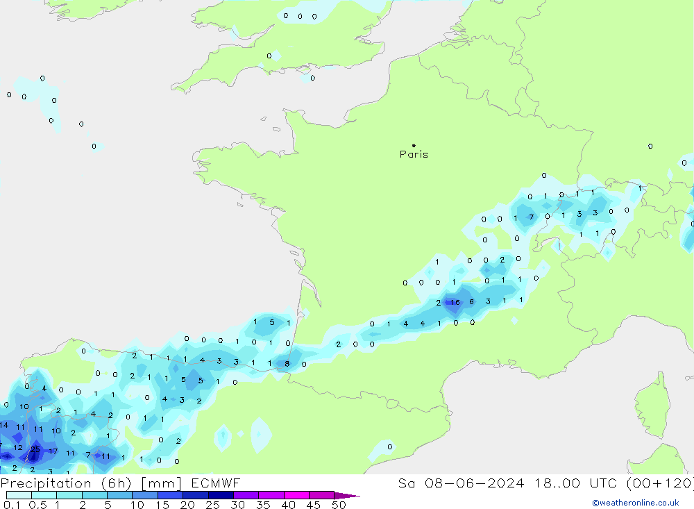 Z500/Rain (+SLP)/Z850 ECMWF sab 08.06.2024 00 UTC