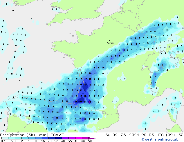 Z500/Rain (+SLP)/Z850 ECMWF Su 09.06.2024 06 UTC