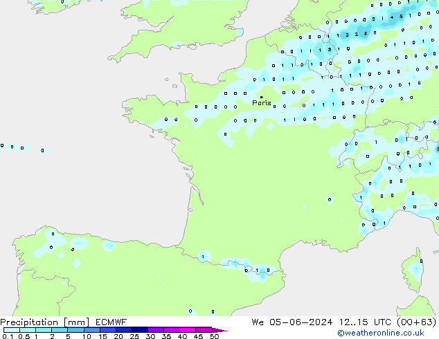 Precipitazione ECMWF mer 05.06.2024 15 UTC