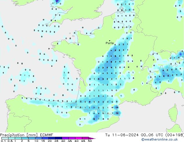 Yağış ECMWF Sa 11.06.2024 06 UTC