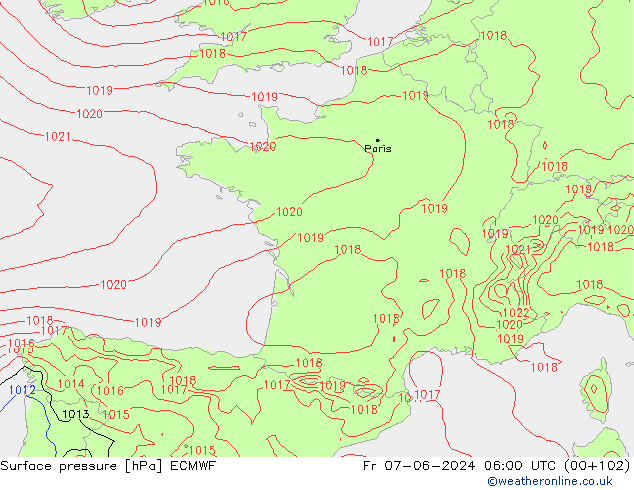 приземное давление ECMWF пт 07.06.2024 06 UTC