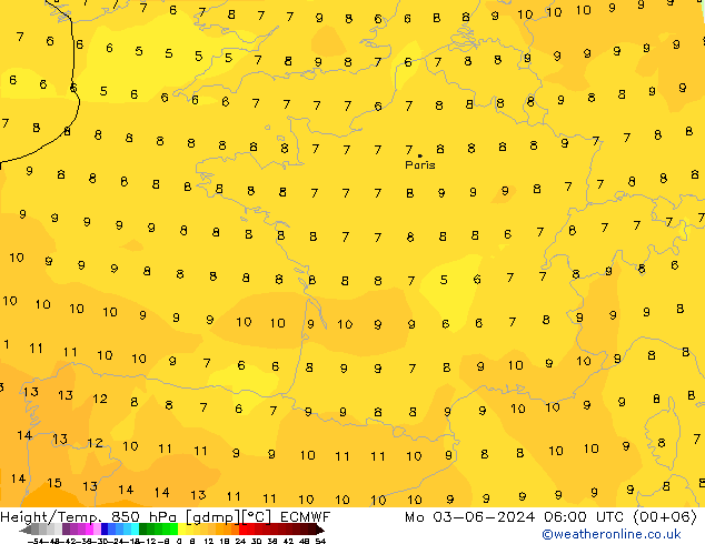 Z500/Rain (+SLP)/Z850 ECMWF Po 03.06.2024 06 UTC