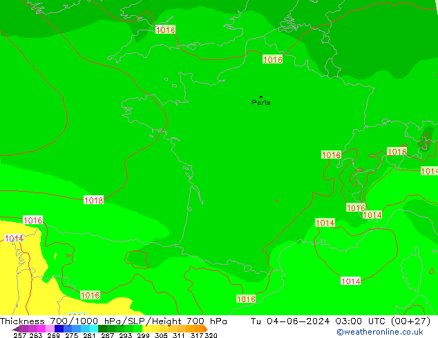 Thck 700-1000 hPa ECMWF Út 04.06.2024 03 UTC