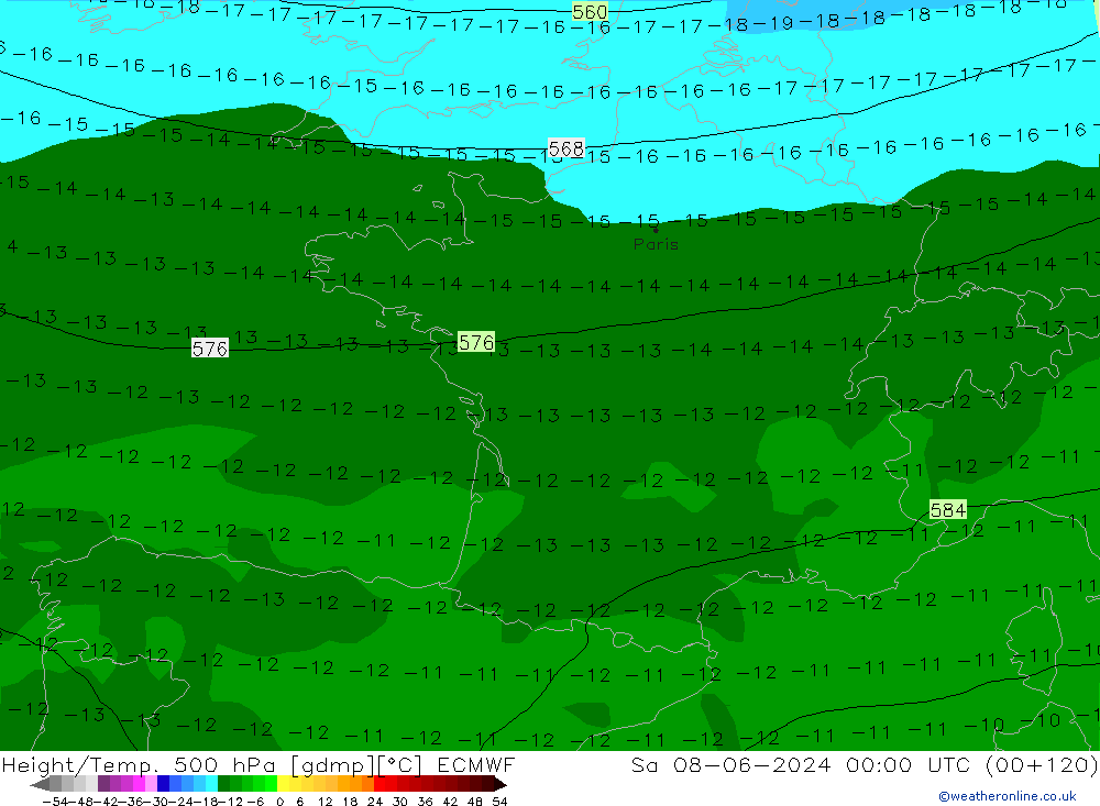 Z500/Rain (+SLP)/Z850 ECMWF sab 08.06.2024 00 UTC