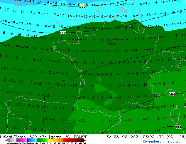 Z500/Yağmur (+YB)/Z850 ECMWF Cts 08.06.2024 06 UTC