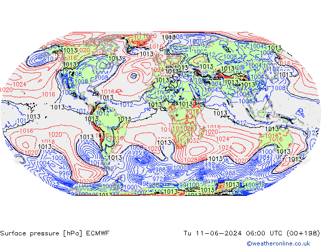 Presión superficial ECMWF mar 11.06.2024 06 UTC