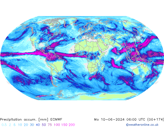 Precipitation accum. ECMWF Mo 10.06.2024 06 UTC