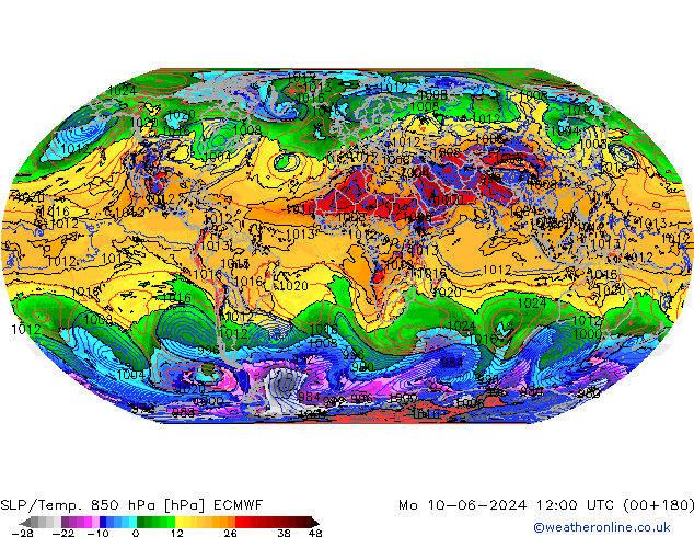 SLP/Temp. 850 hPa ECMWF Seg 10.06.2024 12 UTC