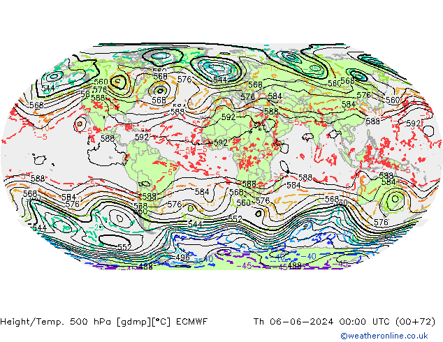 Height/Temp. 500 hPa ECMWF Th 06.06.2024 00 UTC
