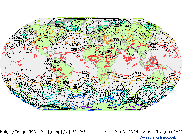 Z500/Rain (+SLP)/Z850 ECMWF Po 10.06.2024 18 UTC