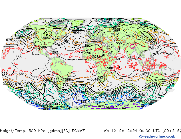 Z500/Rain (+SLP)/Z850 ECMWF We 12.06.2024 00 UTC