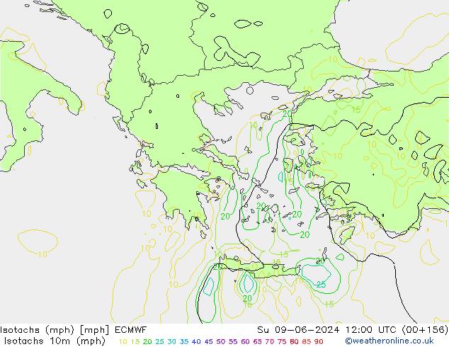 Isotachs (mph) ECMWF dim 09.06.2024 12 UTC