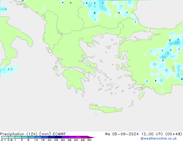 Totale neerslag (12h) ECMWF wo 05.06.2024 00 UTC