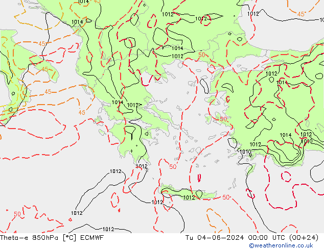 Theta-e 850hPa ECMWF  04.06.2024 00 UTC