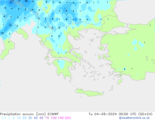 Precipitation accum. ECMWF mar 04.06.2024 00 UTC