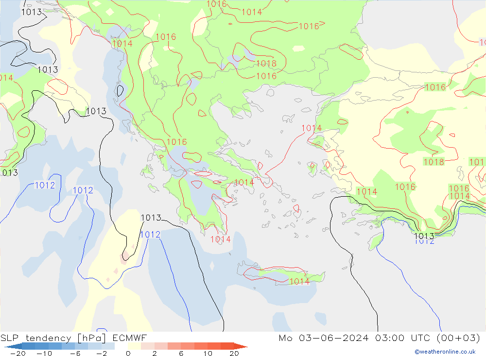 SLP tendency ECMWF Mo 03.06.2024 03 UTC