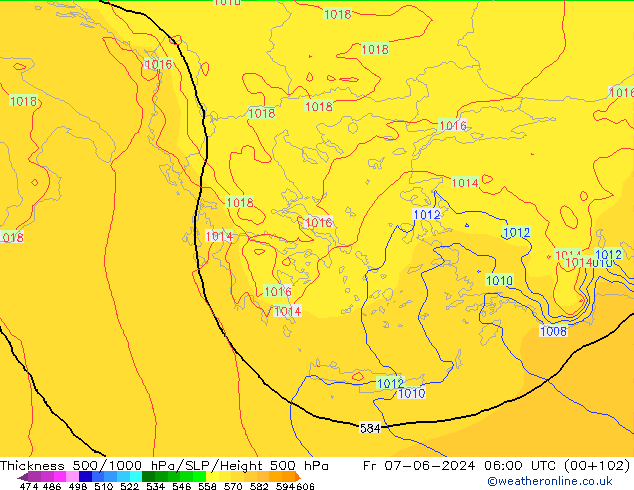 Thck 500-1000hPa ECMWF Fr 07.06.2024 06 UTC