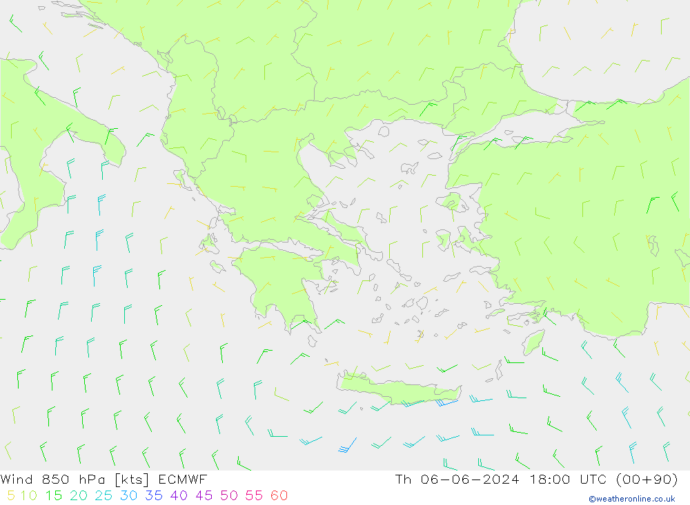 Rüzgar 850 hPa ECMWF Per 06.06.2024 18 UTC