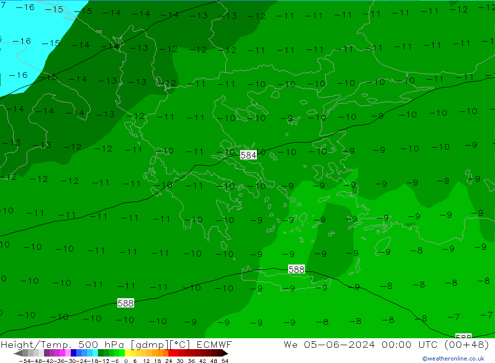 Yükseklik/Sıc. 500 hPa ECMWF Çar 05.06.2024 00 UTC