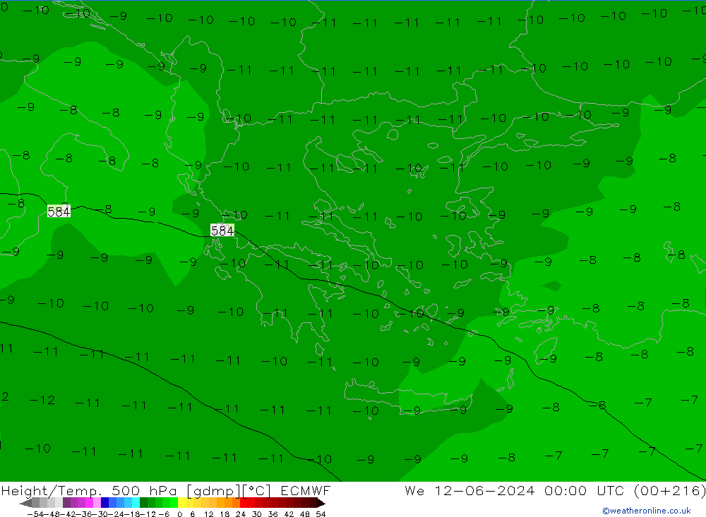 Z500/Rain (+SLP)/Z850 ECMWF We 12.06.2024 00 UTC