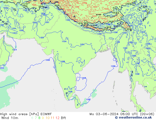 High wind areas ECMWF Mo 03.06.2024 06 UTC