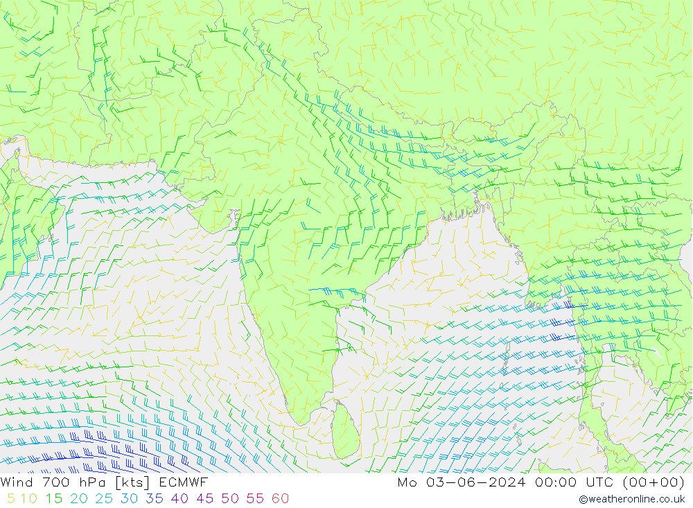 Wind 700 hPa ECMWF Mo 03.06.2024 00 UTC