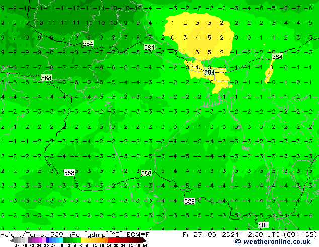 Z500/Rain (+SLP)/Z850 ECMWF Pá 07.06.2024 12 UTC