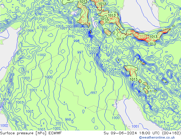 Pressione al suolo ECMWF dom 09.06.2024 18 UTC