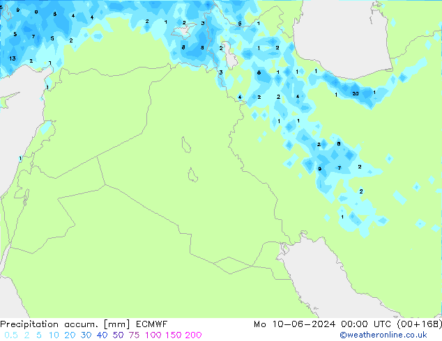 Précipitation accum. ECMWF lun 10.06.2024 00 UTC