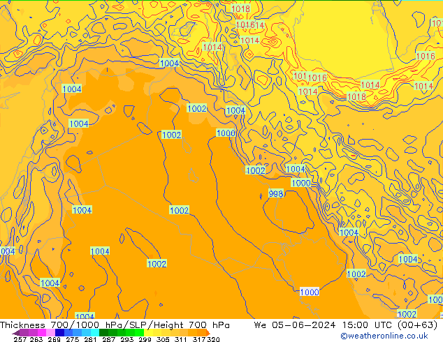 Dikte700-1000 hPa ECMWF wo 05.06.2024 15 UTC