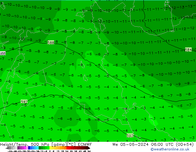 Z500/Regen(+SLP)/Z850 ECMWF wo 05.06.2024 06 UTC