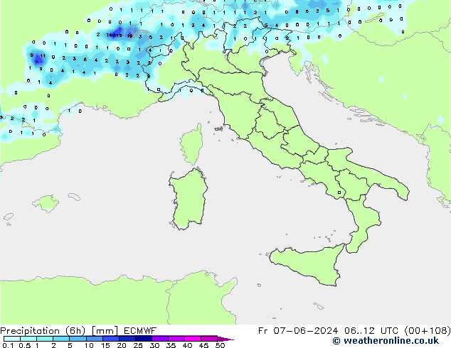 Z500/Rain (+SLP)/Z850 ECMWF Fr 07.06.2024 12 UTC