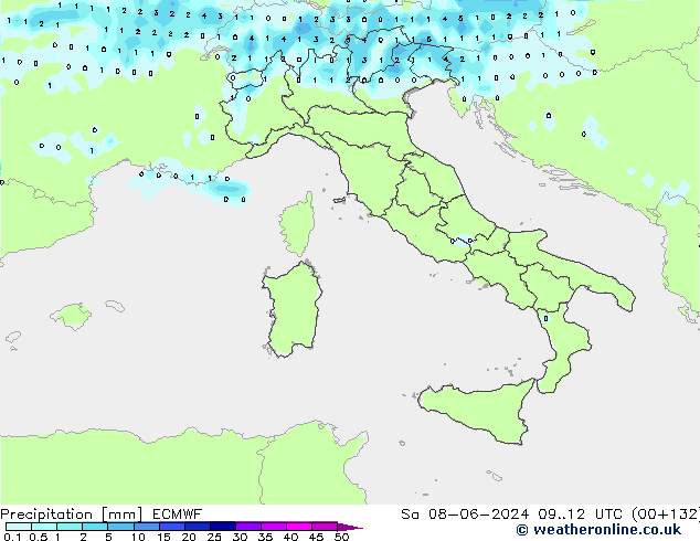 Precipitazione ECMWF sab 08.06.2024 12 UTC