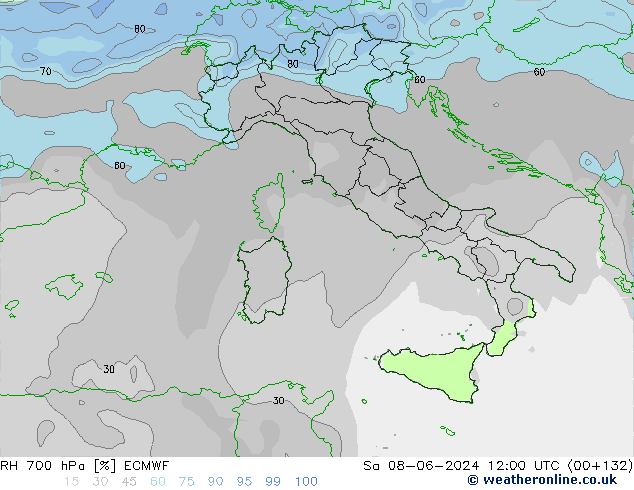 RH 700 hPa ECMWF So 08.06.2024 12 UTC