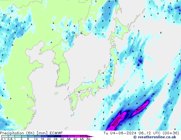 Z500/Rain (+SLP)/Z850 ECMWF вт 04.06.2024 12 UTC