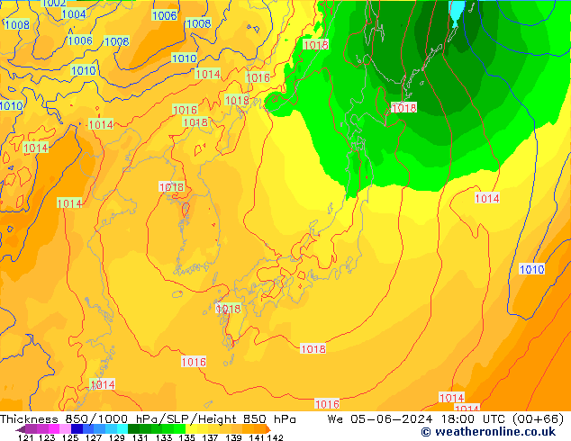 Thck 850-1000 hPa ECMWF  05.06.2024 18 UTC