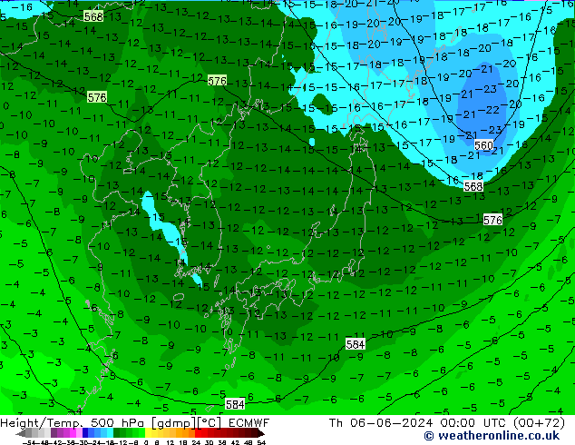 Z500/Rain (+SLP)/Z850 ECMWF jue 06.06.2024 00 UTC