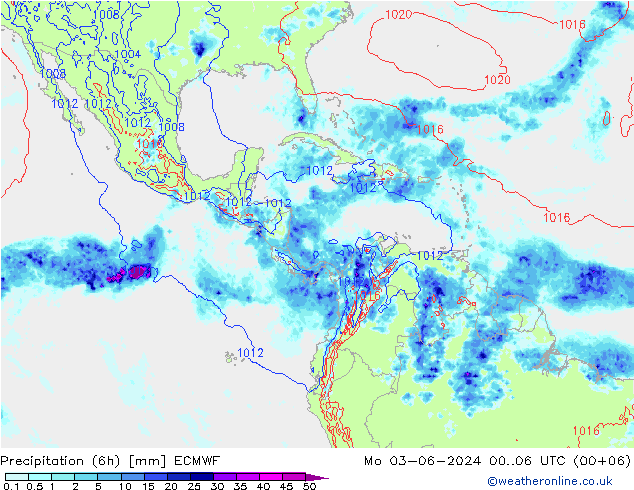 Z500/Rain (+SLP)/Z850 ECMWF lun 03.06.2024 06 UTC