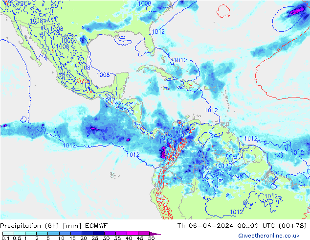 Z500/Rain (+SLP)/Z850 ECMWF Čt 06.06.2024 06 UTC