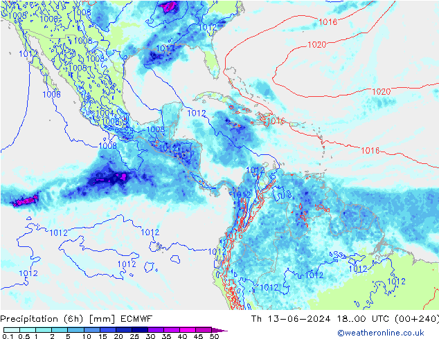 Z500/Rain (+SLP)/Z850 ECMWF  13.06.2024 00 UTC