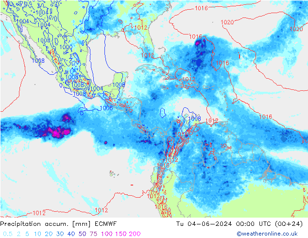 Precipitation accum. ECMWF Ter 04.06.2024 00 UTC