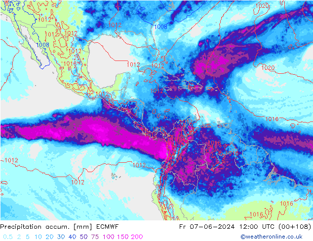 Precipitation accum. ECMWF  07.06.2024 12 UTC