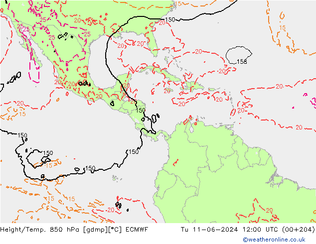 Z500/Rain (+SLP)/Z850 ECMWF Ter 11.06.2024 12 UTC
