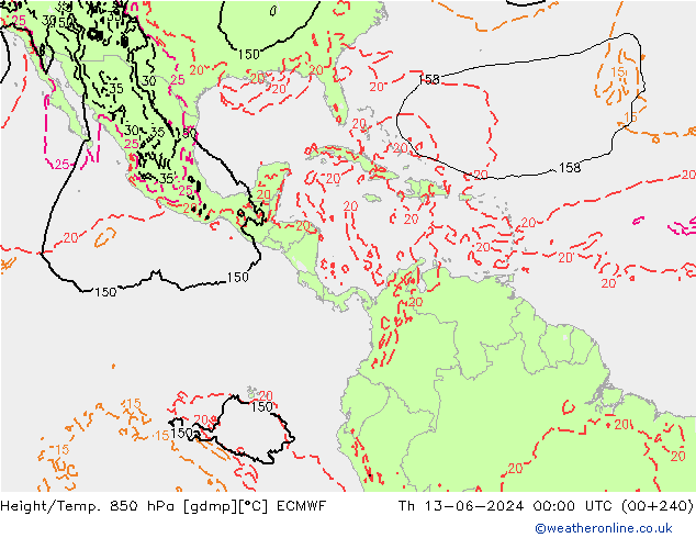 Z500/Rain (+SLP)/Z850 ECMWF  13.06.2024 00 UTC